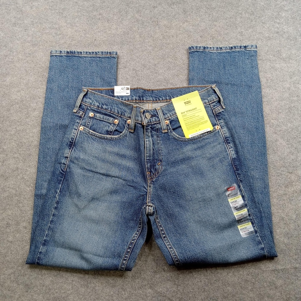 Levis 514 Jeans Mens 29x30 Blue Denim Straight‎ Leg Flex Eco Performance Stretch
